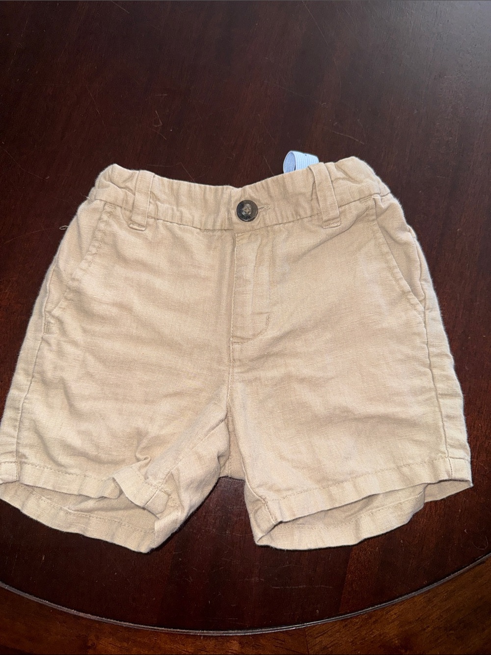 Janie and Jack Beige Linen-Blend Kids Shorts
